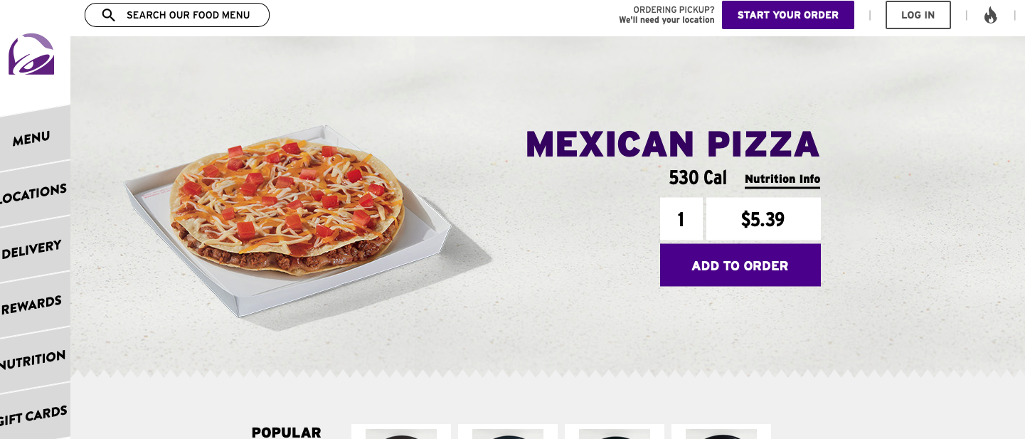 Taco Bell menu item